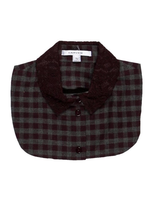 Carven Checkerd Lace Trimmed Dickie w/ Tags grey