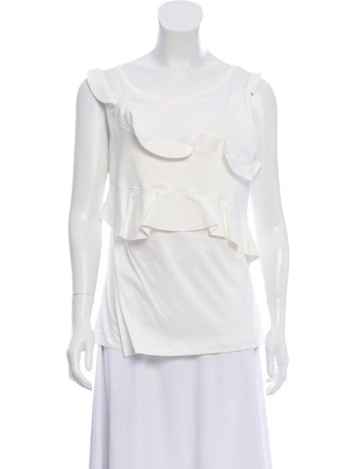 Carven Sleeveless Ruffle Top White