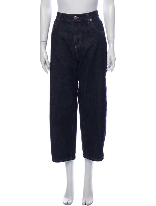 Carven High-Rise Straight Leg Jeans Blue