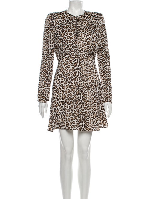 Carven Animal Print Mini Dress Brown