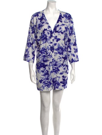 Carven Printed V-Neck Romper