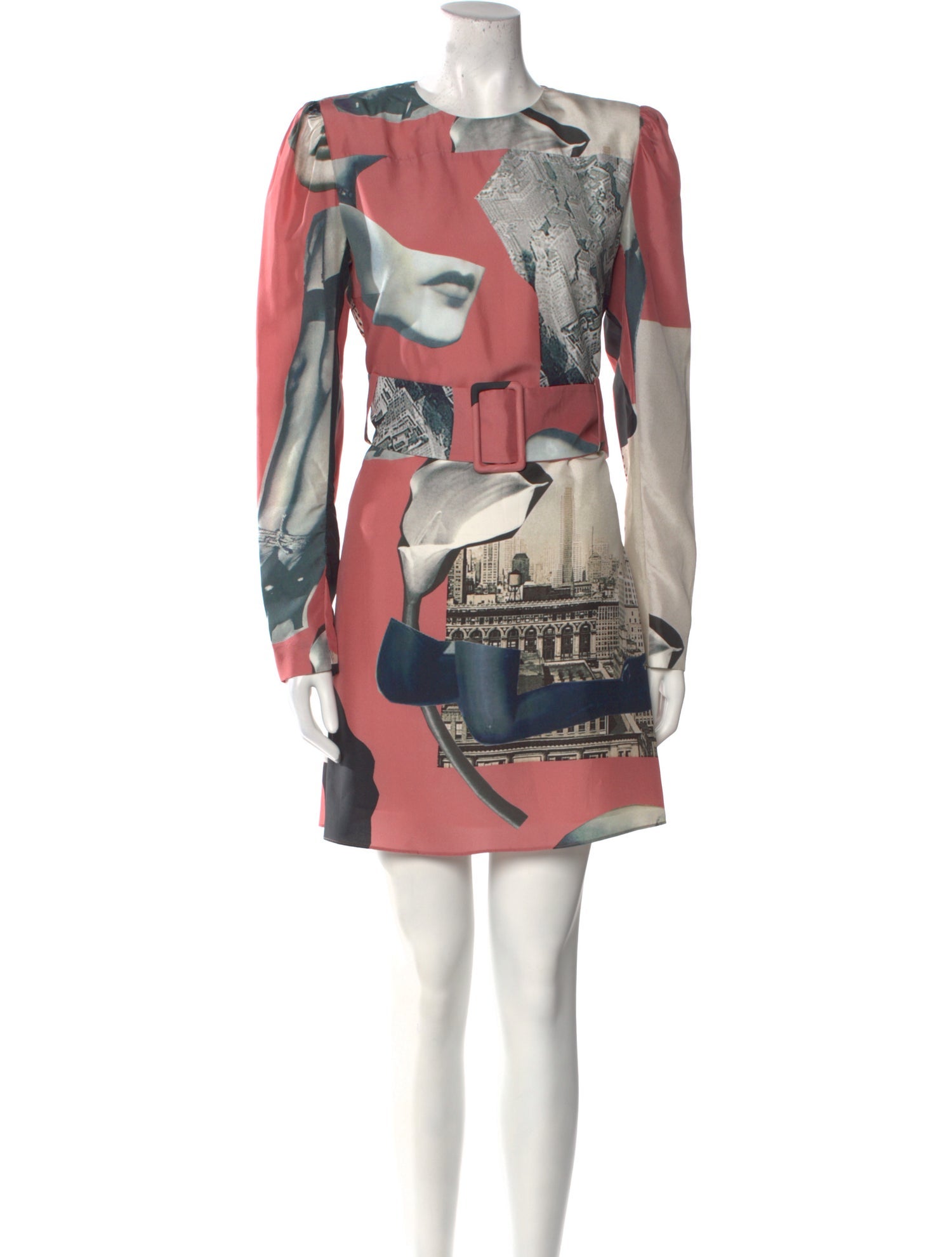 Carven Dada-print Habotai-silk dress