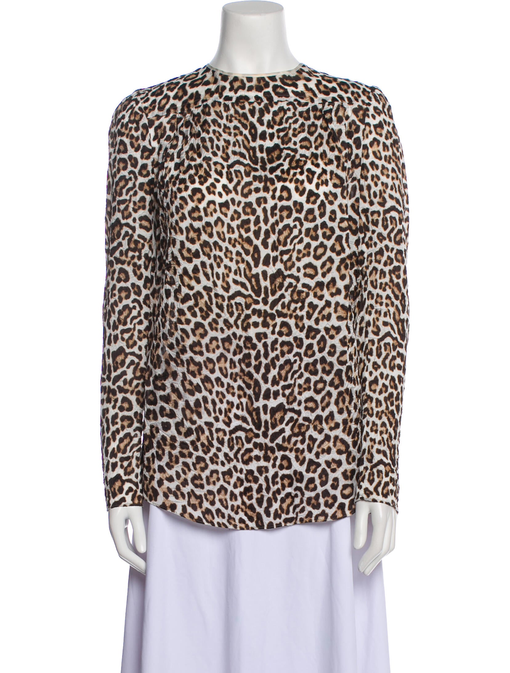 Carven Animal Print Crew Neck Blouse