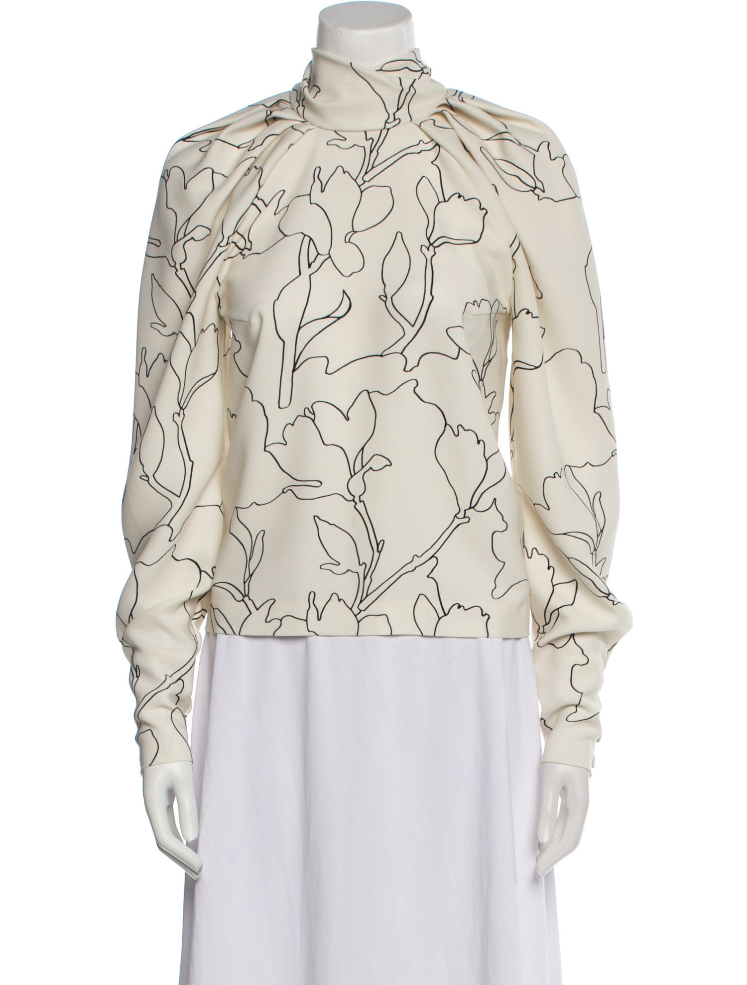Carven Printed Mock Neck Blouse