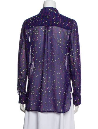 Carven Polka Dot Print Long Sleeve Button-Up Top