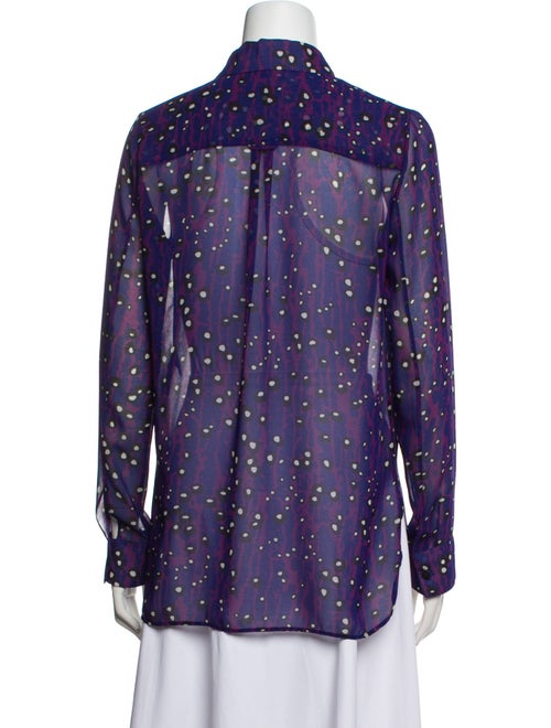 Carven Polka Dot Print Long Sleeve Button-Up Top