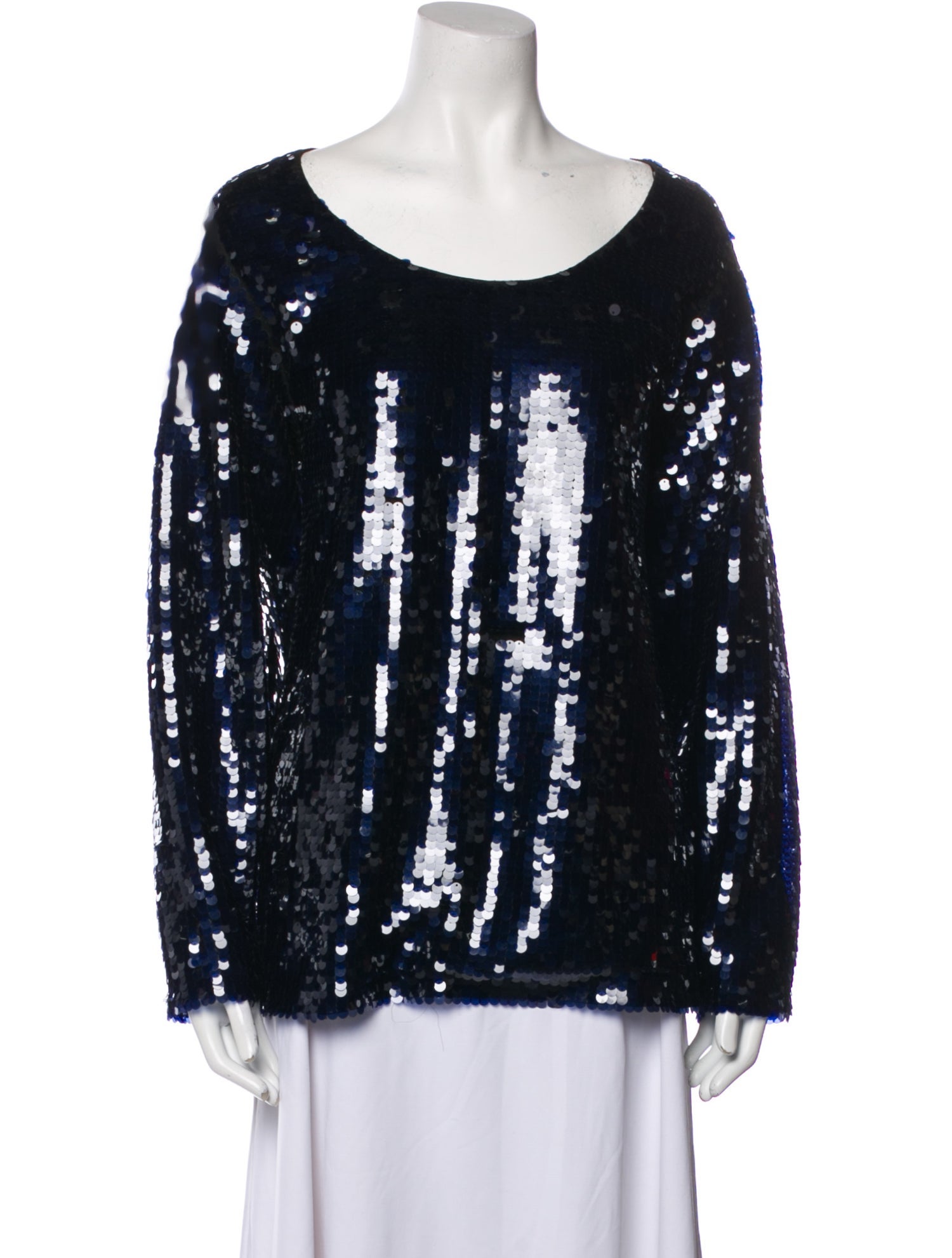 Carven Scoop Neck Long Sleeve Blouse