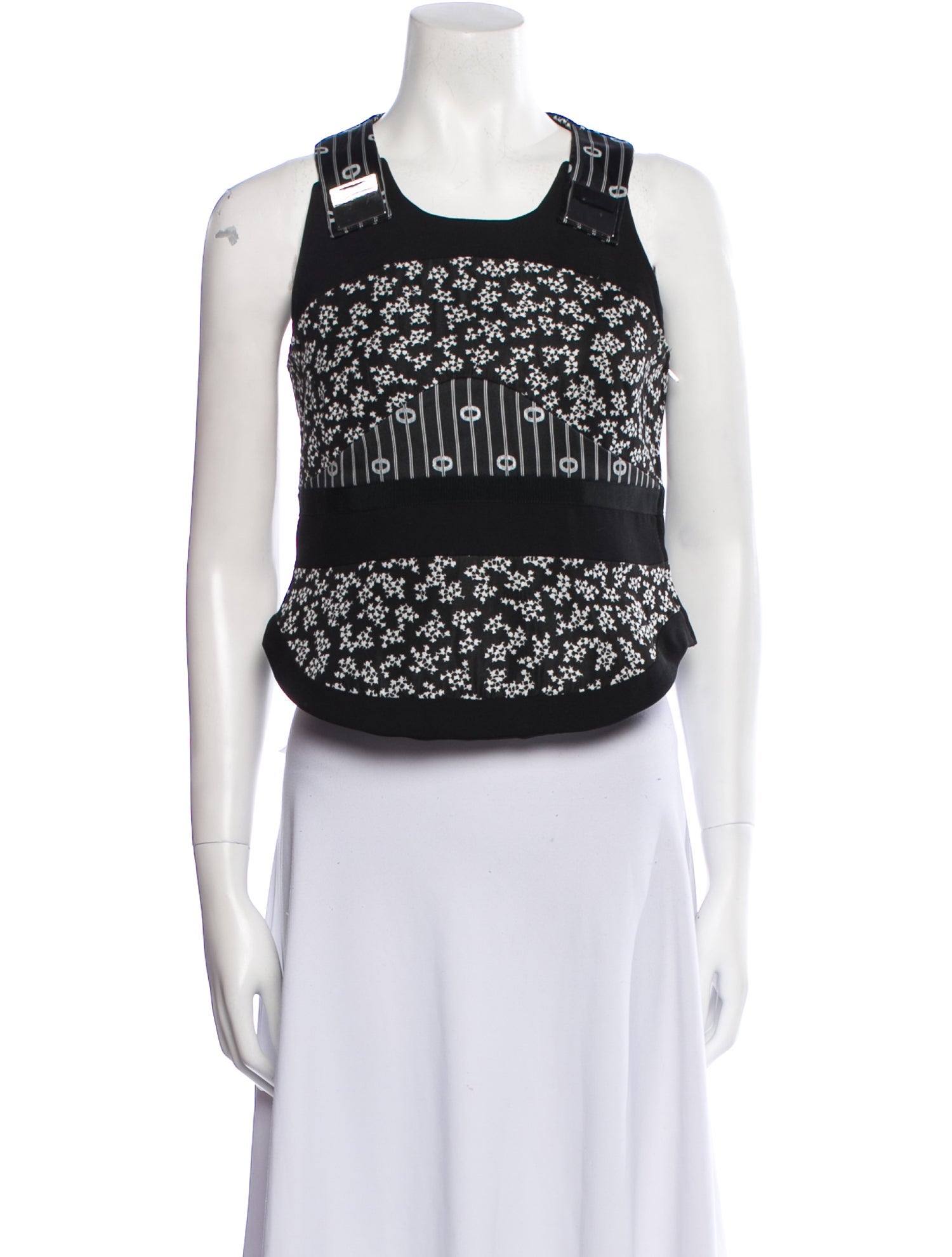 Carven Lace Pattern Scoop Neck Crop Top