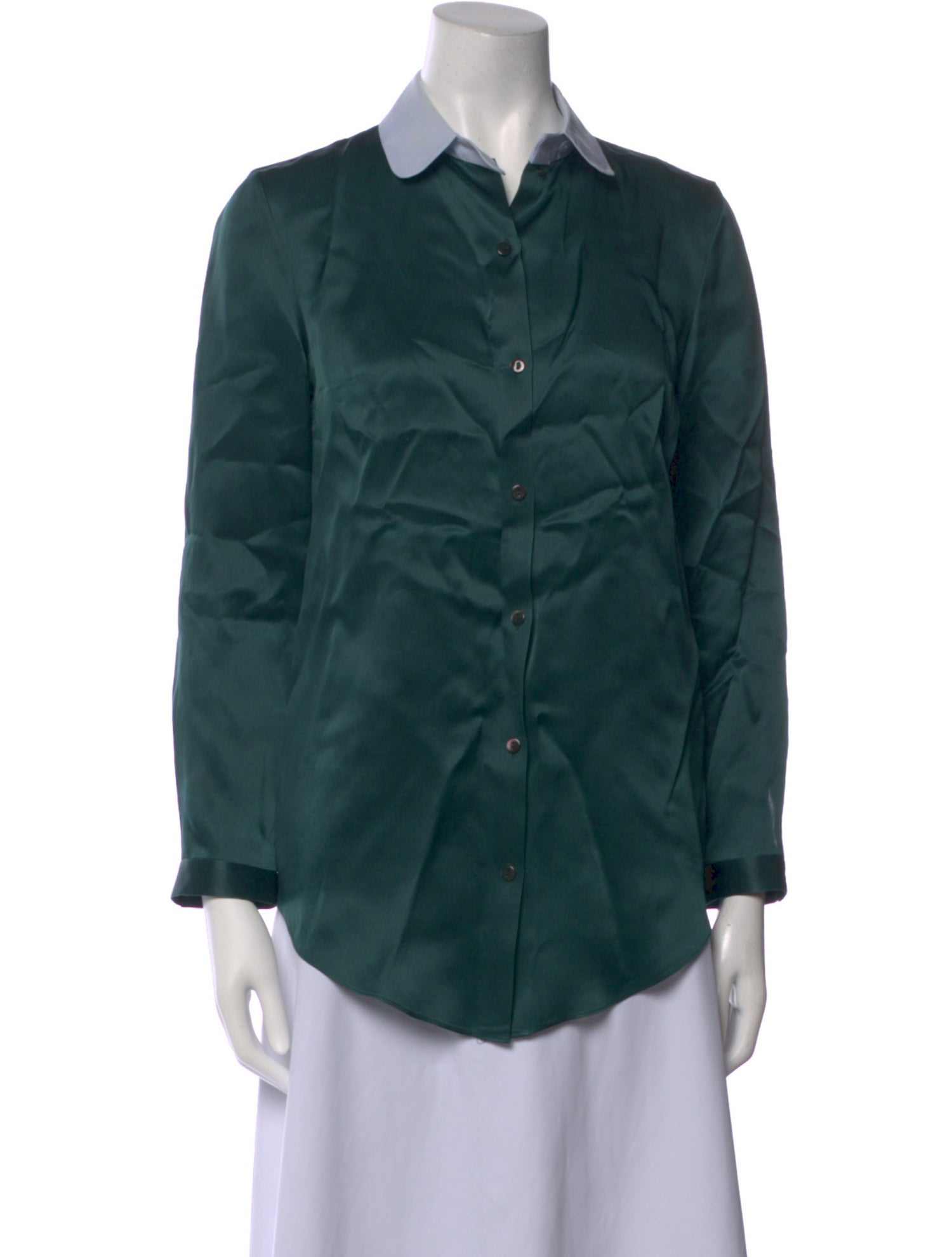 Carven Silk Long Sleeve Button-Up Top