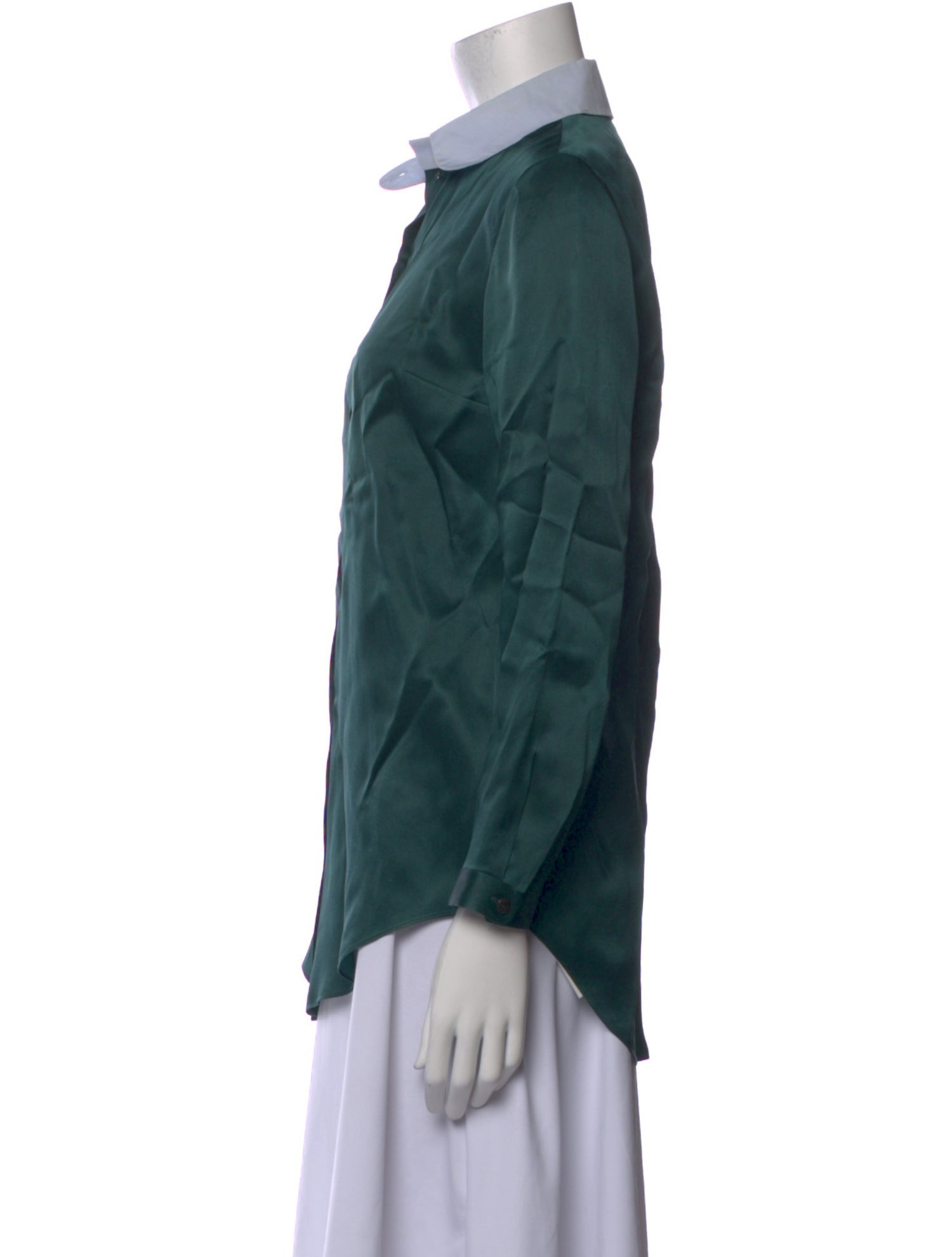 Carven Silk Long Sleeve Button-Up Top