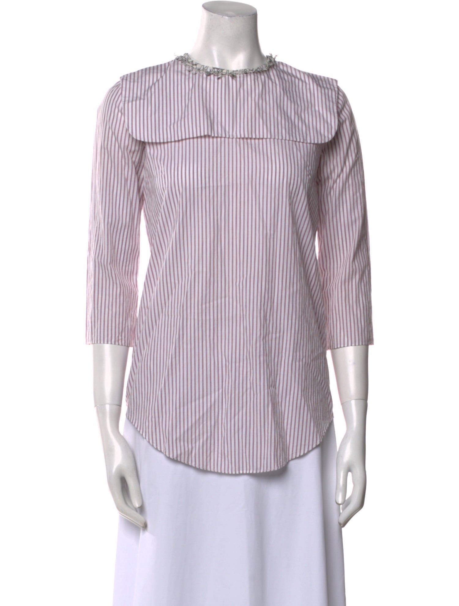 Carven Striped Crew Neck Blouse