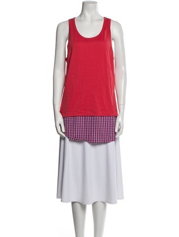 Carven Tops Colorblock Pattern Scoop Neck Tunic M