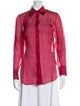 Carven Silk Long Sleeve Button-Up Top