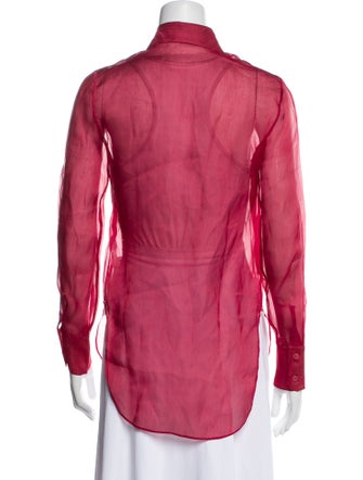 Carven Silk Long Sleeve Button-Up Top