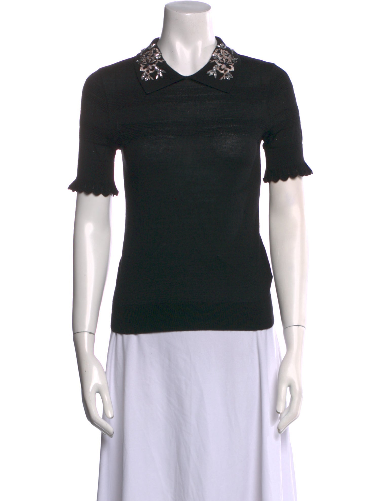 Carven Merino Wool Short Sleeve Polo