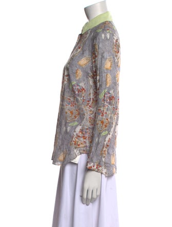 Carven Printed Long Sleeve Button-Up Top
