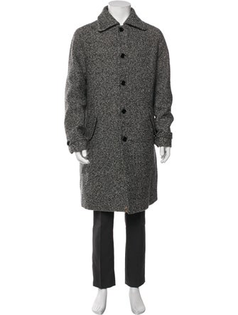 Carven Virgin Wool Tweed Pattern Overcoat