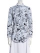 Carven Printed Three-Quarter Sleeve Button-Up Top