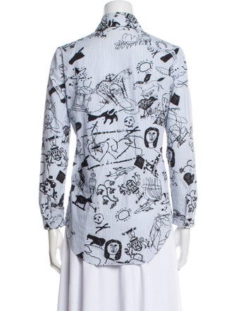 Carven Printed Three-Quarter Sleeve Button-Up Top