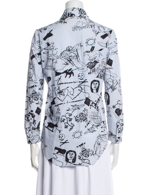 Carven Printed Three-Quarter Sleeve Button-Up Top