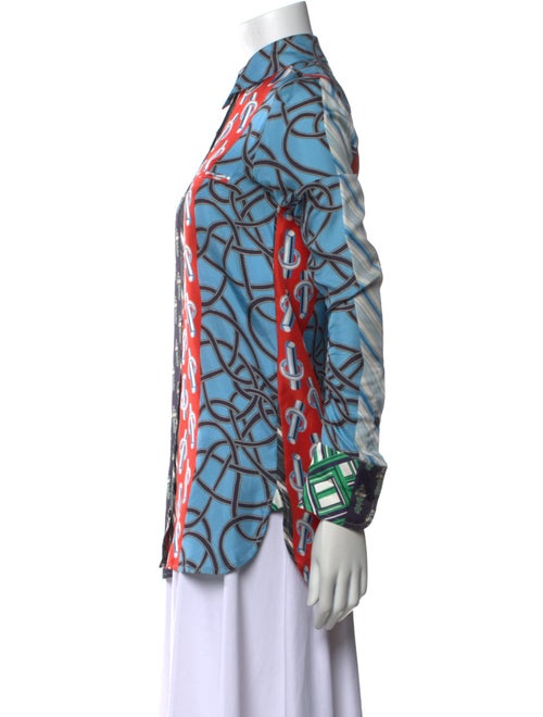 Carven Silk Printed Button-Up Top