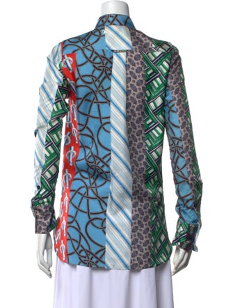 Carven Silk Printed Button-Up Top