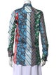 Carven Silk Printed Button-Up Top