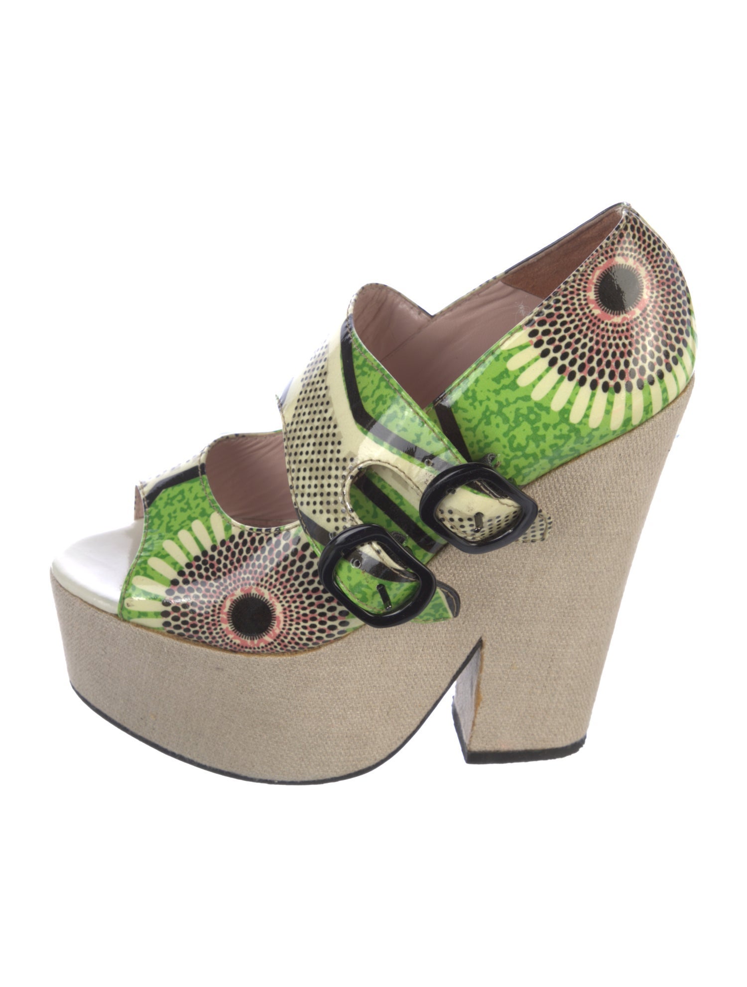 Carven Patent Leather Printed Sandals