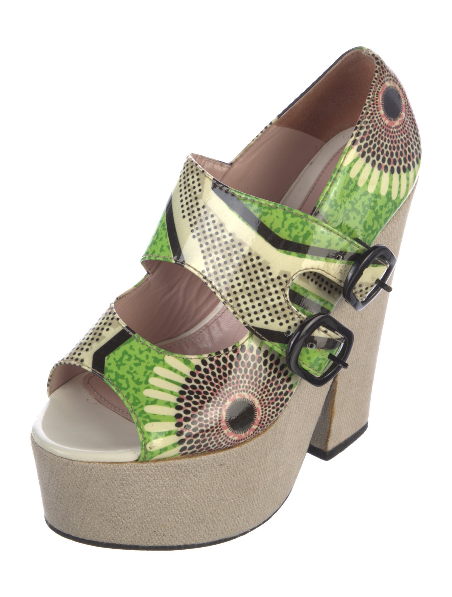 Carven Patent Leather Printed Sandals