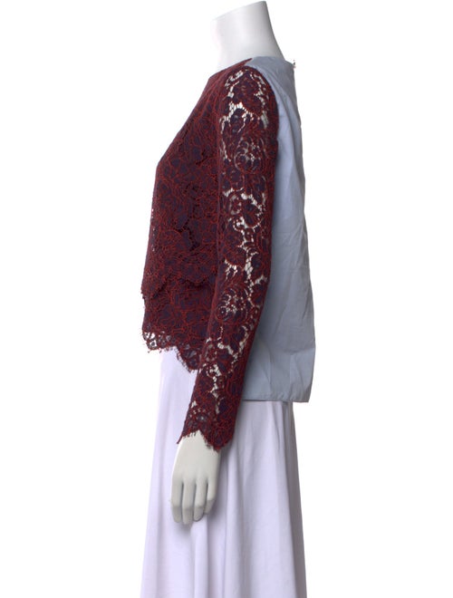 Carven Lace Pattern Bateau Neckline Crop Top