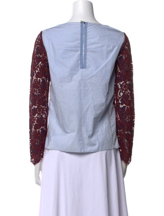 Carven Lace Pattern Bateau Neckline Crop Top