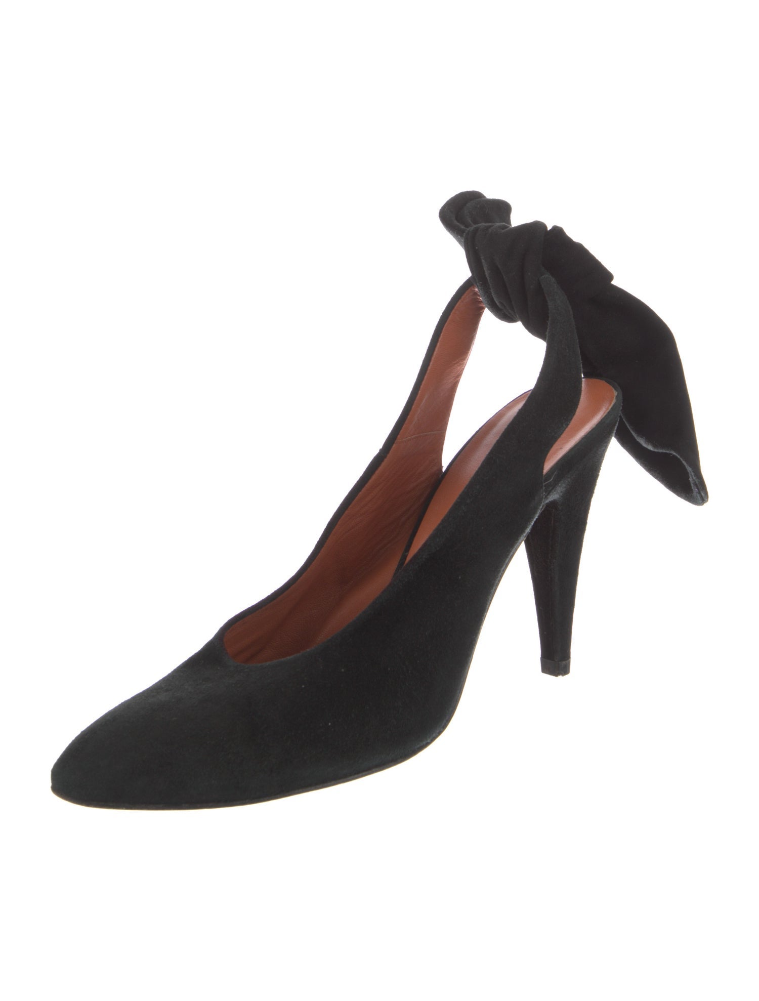 Carven Suede Bow Accents Slingback Pumps