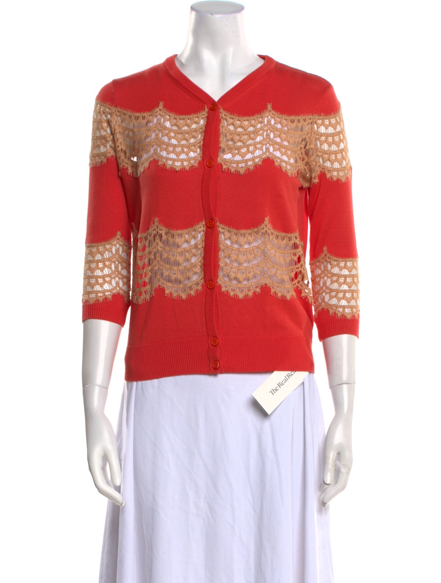 Carven Colorblock Pattern V-Neck Sweater