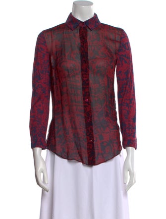 Carven Silk Paisley Print Button-Up Top