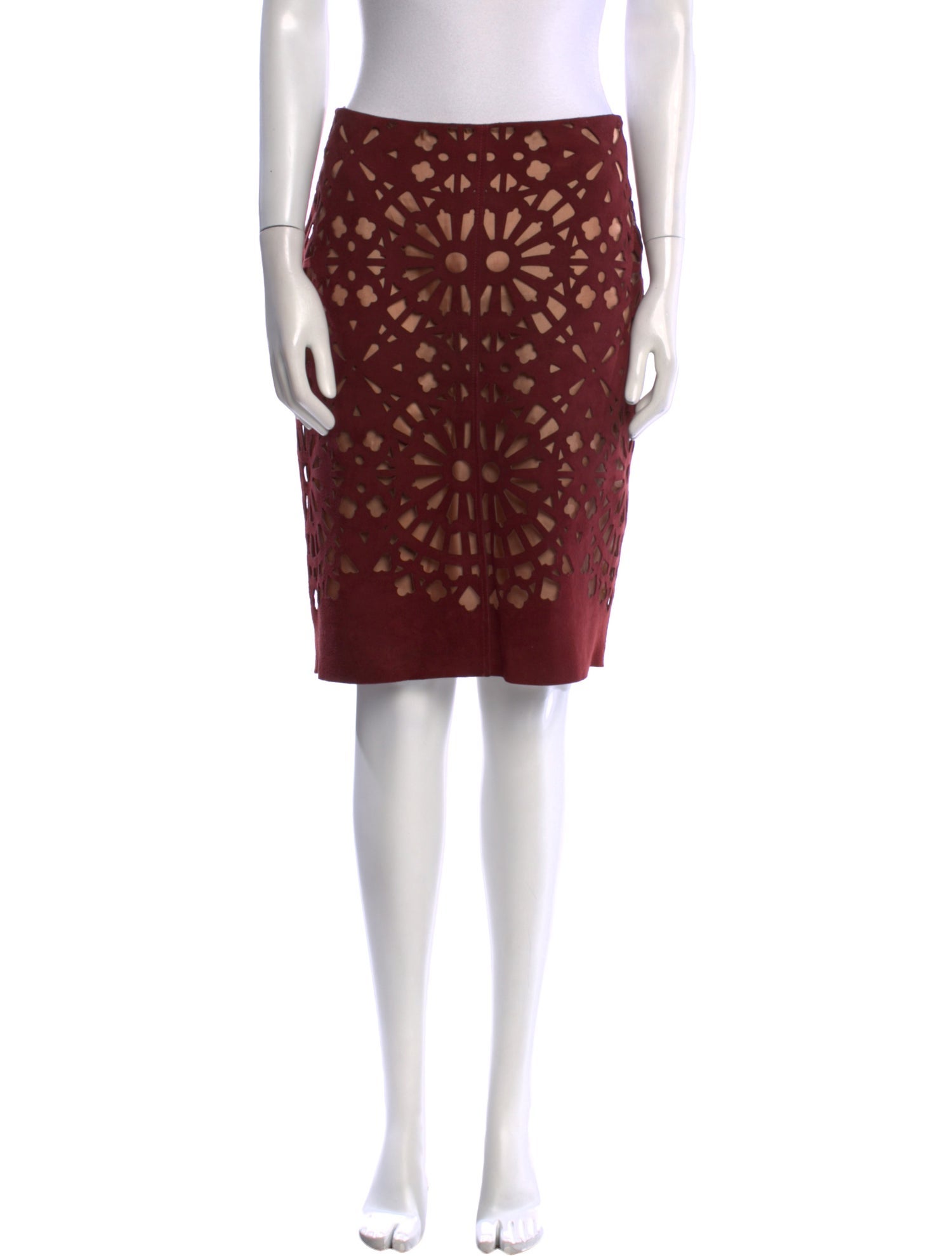 Carven Goat Leather Knee-Length Skirt