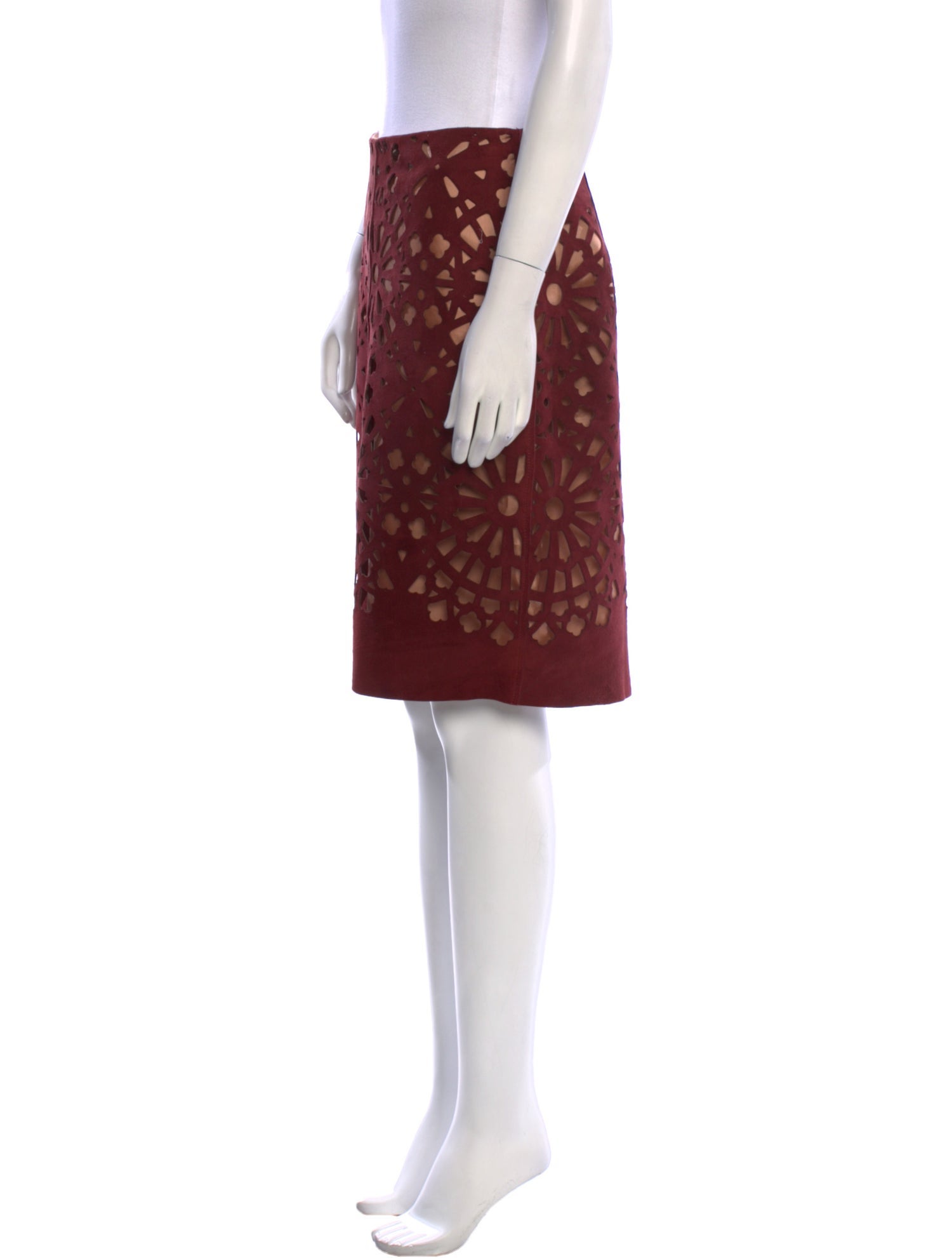 Carven Goat Leather Knee-Length Skirt