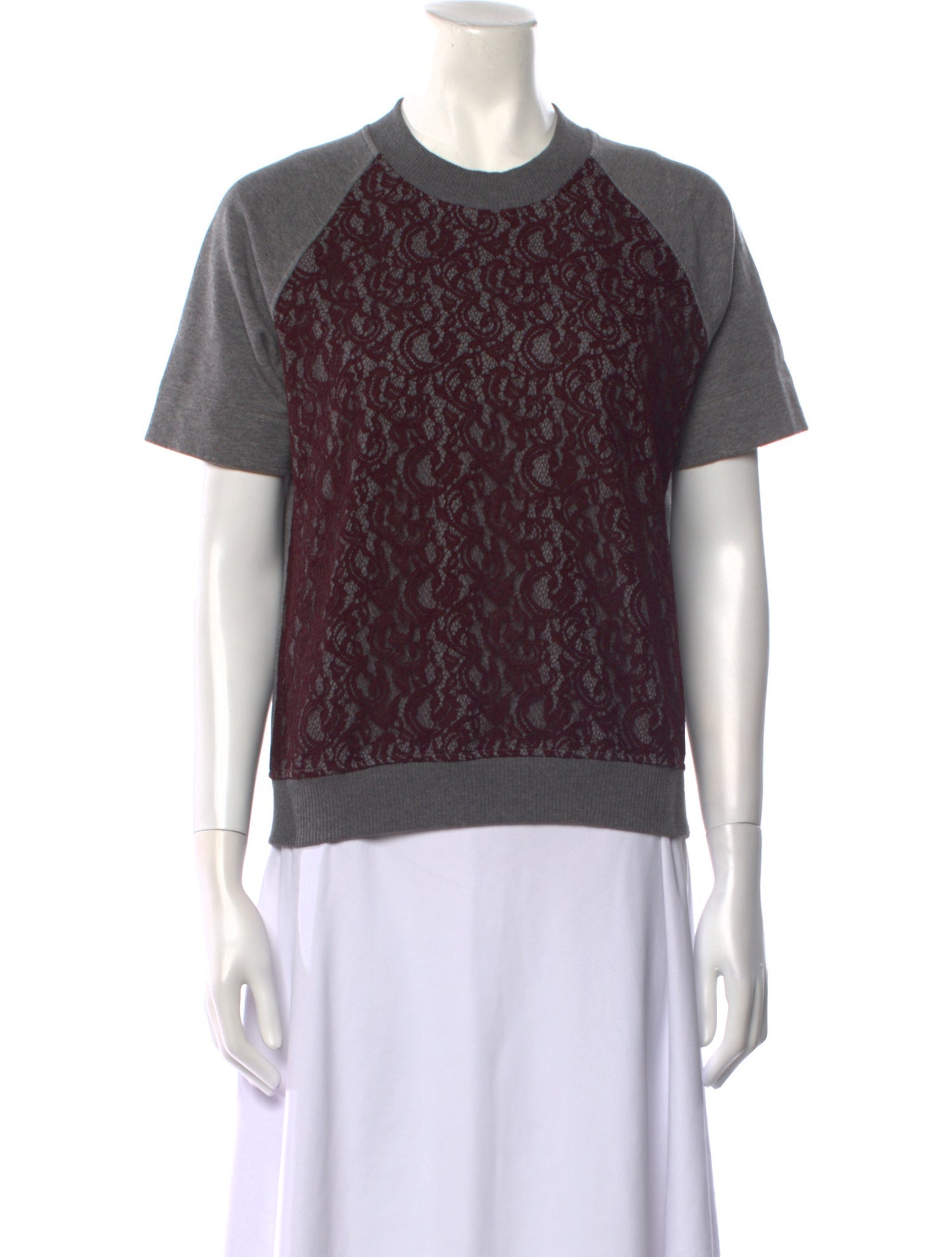 Carven Lace Pattern Crew Neck Sweatshirt