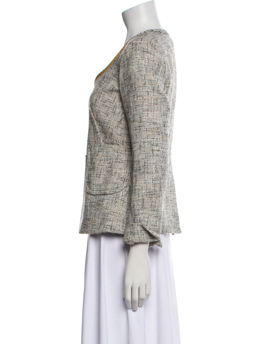 Carven Evening Jacket Tweed Pattern Collarless Sl… - image 2