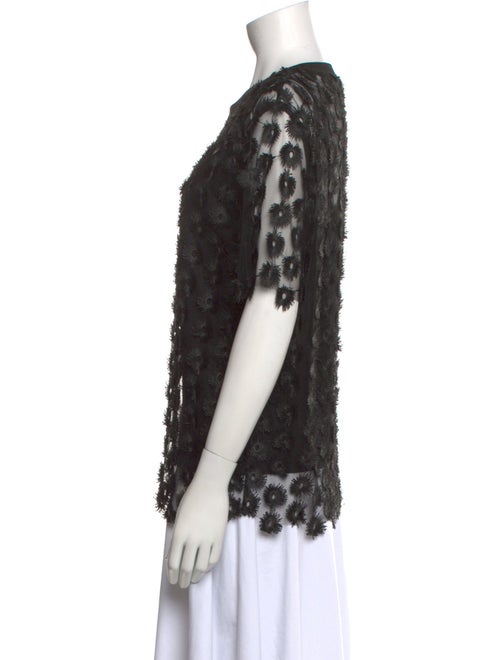 Carven Lace Pattern Crew Neck Blouse