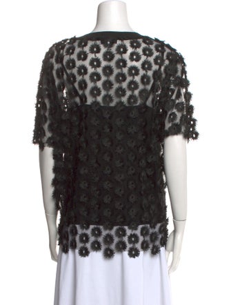 Carven Lace Pattern Crew Neck Blouse