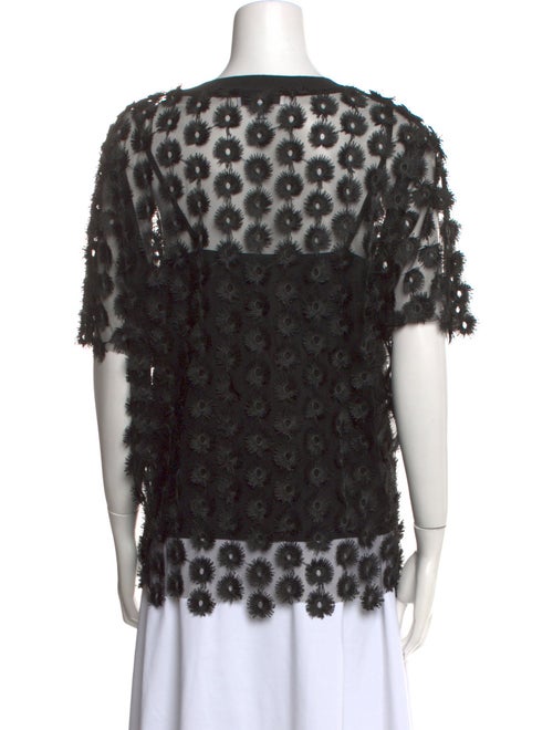 Carven Lace Pattern Crew Neck Blouse