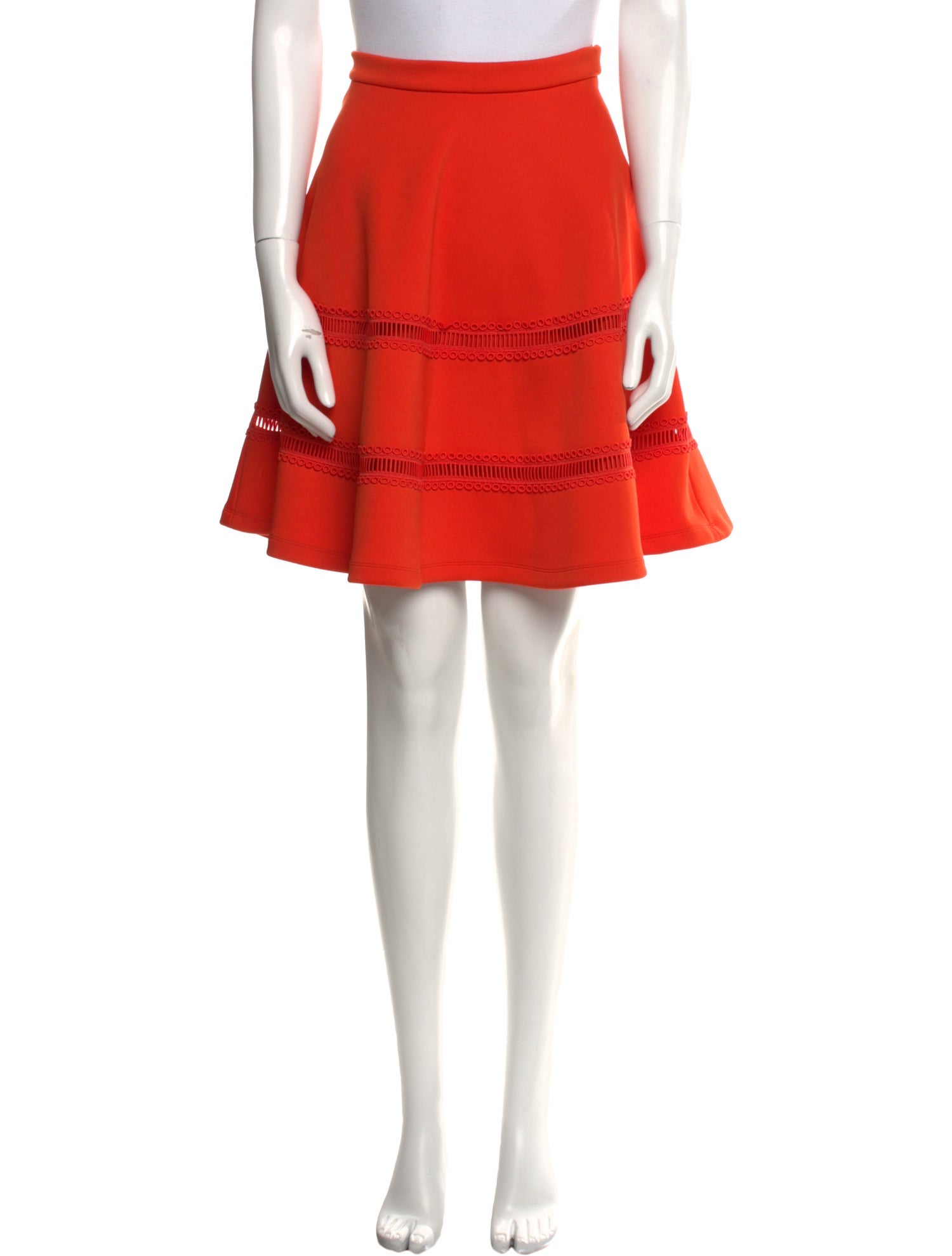 Carven Eyelet Trim Knee-Length Skirt