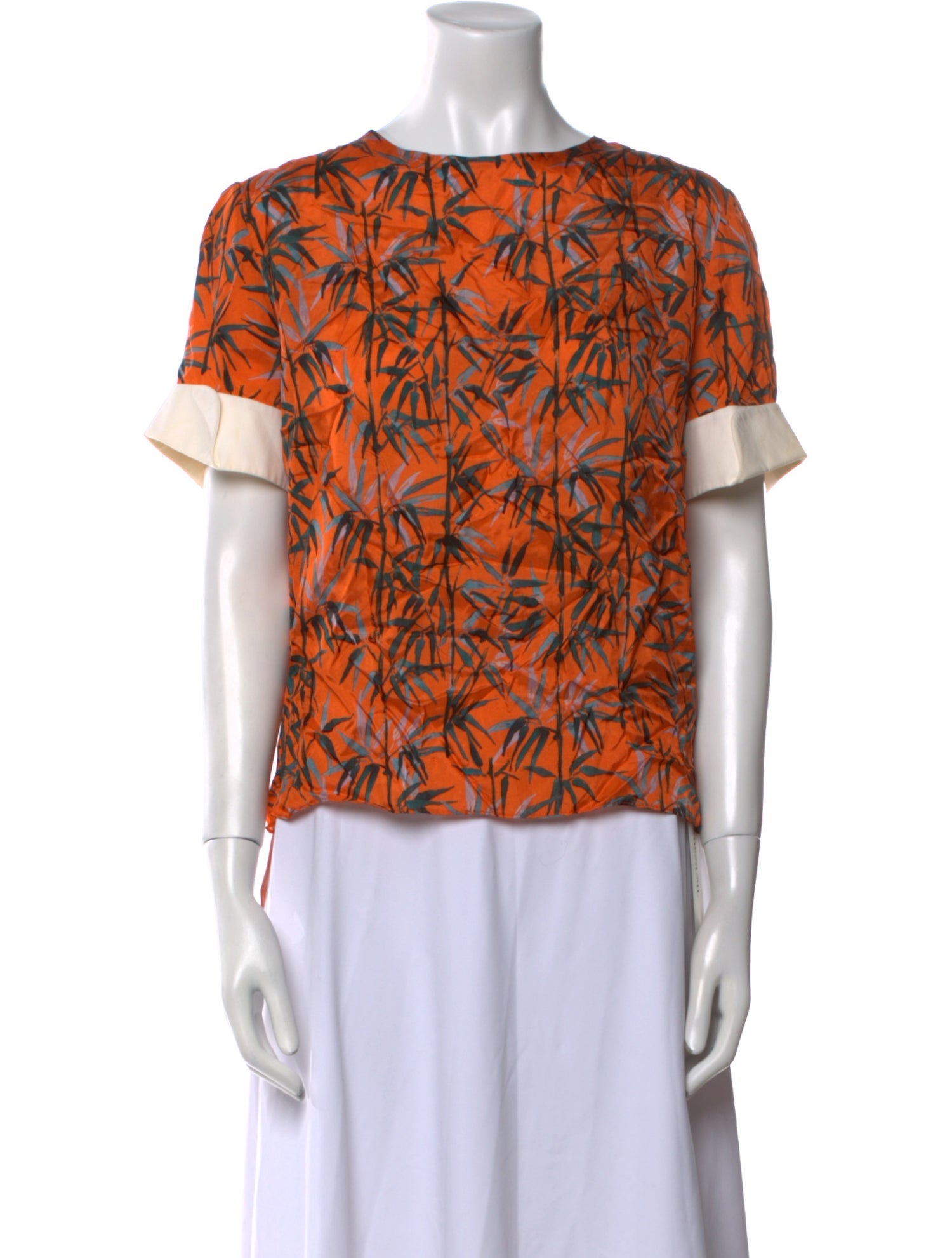 Carven Printed Bateau Neckline Blouse