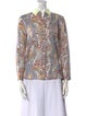 Carven Printed Three-Quarter Sleeve Button-Up Top
