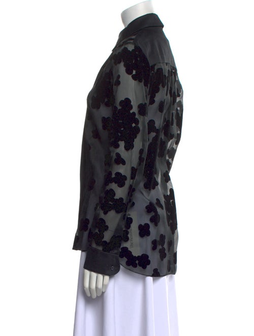 Carven Printed Long Sleeve Button-Up Top