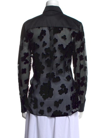 Carven Printed Long Sleeve Button-Up Top