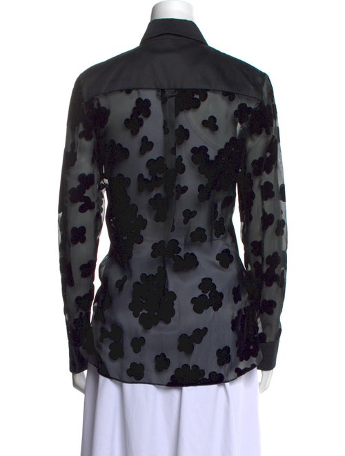 Carven Printed Long Sleeve Button-Up Top