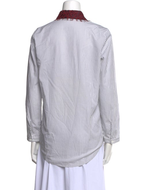 Carven Striped Three-Quarter Sleeve Button-Up Top