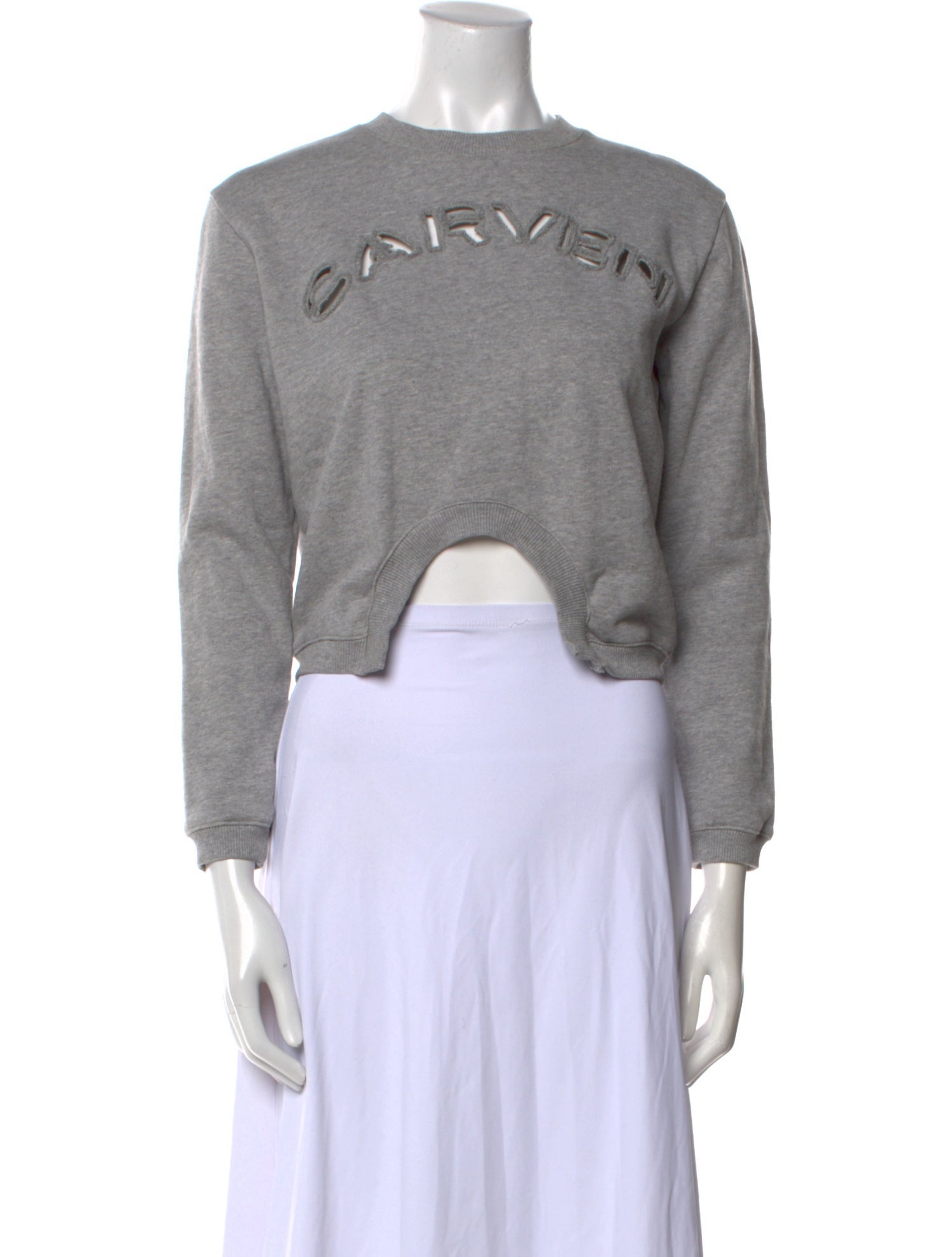 Carven Graphic Print Crew Neck Crop Top