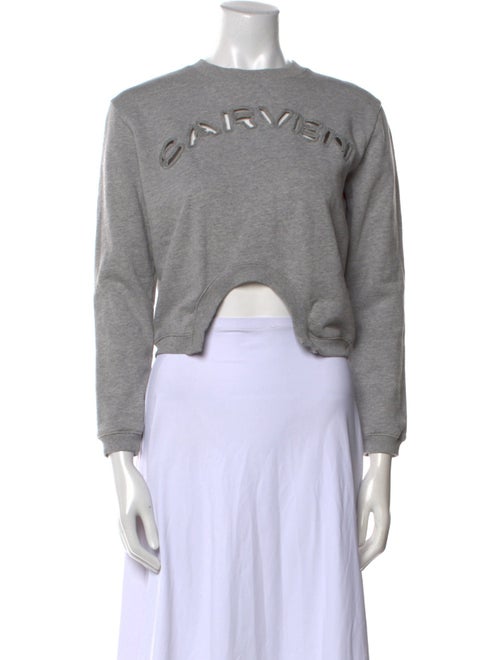 Carven Graphic Print Crew Neck Crop Top